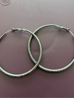 Silver Textured Hoop Earrings - Women Jewelry